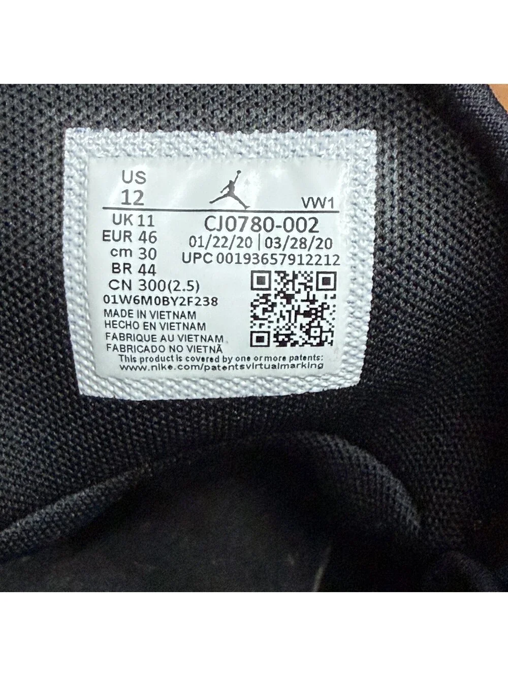 Air Jordan Westbrook One Take Black Anthracite Shoes Mens 12 Sneakers CJ0780-002